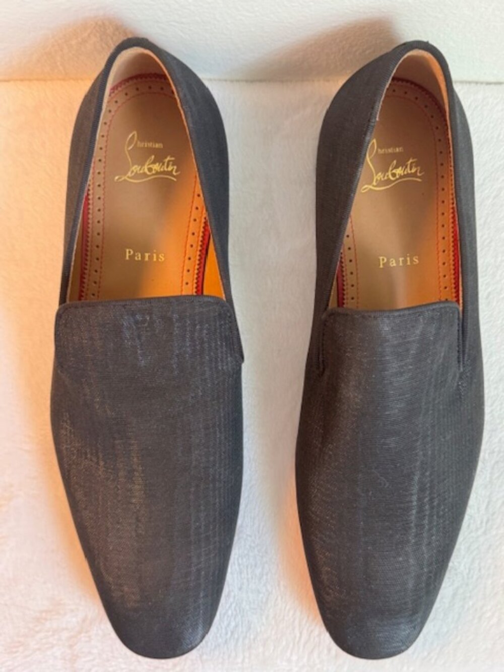 Christian Louboutin Men’s Black Fabric Dandelion Loafers EU 42